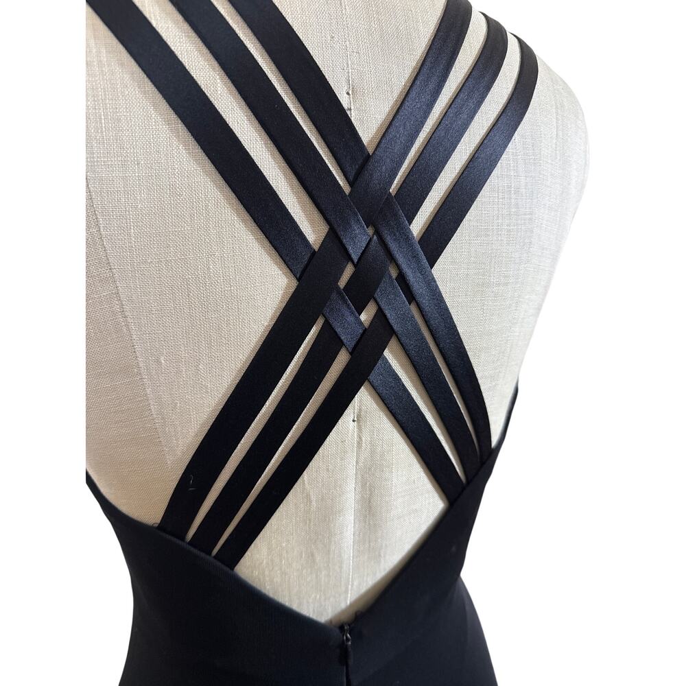 Vintage y2k Strappy Long Black Formal Fancy Dress Size 4 - Picture 4 of 7